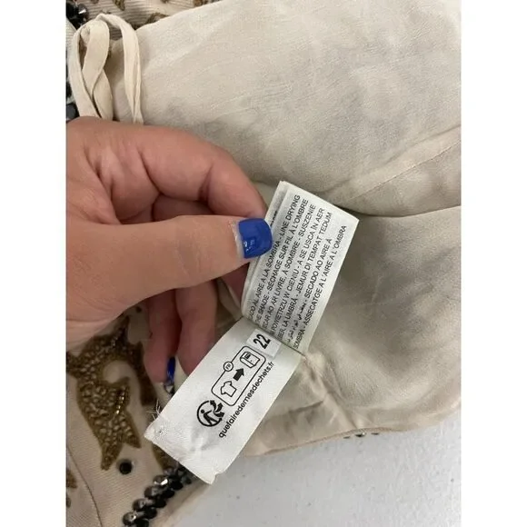 Zara Womens Vest Large S Ecru Embroidered Studded Limited Ed 7521/101 NWT - Picture 14 of 15